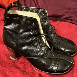 Fluevog Bartoli Operettas Heeled Lace-Up Bootie, Black